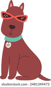 Sitting Dog With Sunglasses Vector Illustration