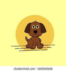 sitting dog vector cartoon for template design