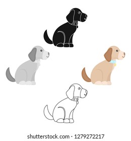 Sitting dog vector icon in cartoon style for web