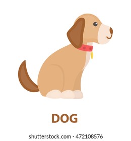 Sitting dog vector icon in cartoon style for web