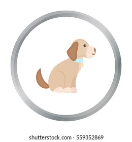 Sitting dog vector icon in cartoon style for web
