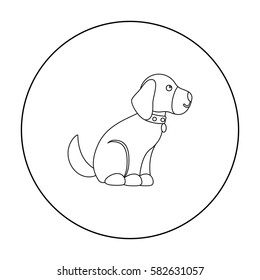 Sitting dog vector icon in outline style for web