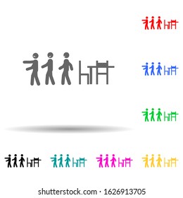 Sitting done, finish multi color style icon. Simple glyph, flat vector of people sitting icons for ui and ux, website or mobile application