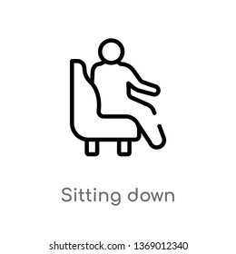 sitting down vector line icon. Simple element illustration. sitting down outline icon from humans concept. Can be used for web and mobile