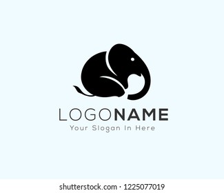 sitting elephant logo, icon, symbol simple design inspiration
