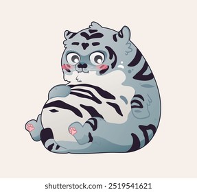 Sentado Tigre Gordo Tigre Laranja Kawaii bonito