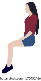 Ilustración vectorial plana de la persona femenina sentada