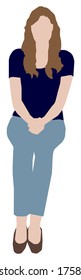 Sitting female person flat vector illustration