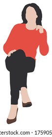 Sitting female person flat vector illustration