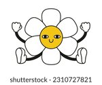 Sitting Flower Character Vector Illustration