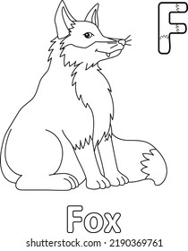 Sitting Fox Alphabet ABC Coloring Page F