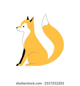 Sitting Fox In Flat Vector Illustration Symbolizing Wildlife, Nature, And Animal Conservation, Isolated On White Background