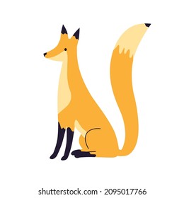 Sitting Fox Isolated Flat Vector Illlustration Stock Vector (Royalty ...