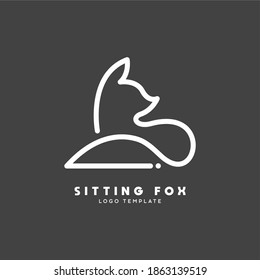 Sitting fox line art vector logo template