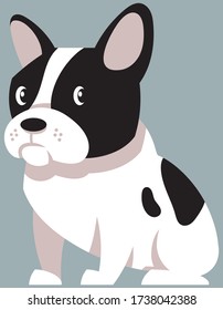 Sitting French Bulldog. Cute pet in cartoon style.