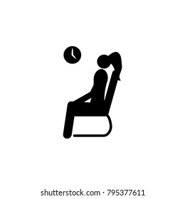 sitting girl waiting for her flight icon. Element of airport icons. Premium quality graphic design icon. Signs, outline symbols collection icon for websites, web design, mobile app on white background