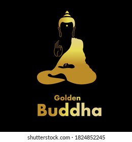 Sitting Golden Buddha Silhouette Over Black Stock Vector (Royalty Free ...