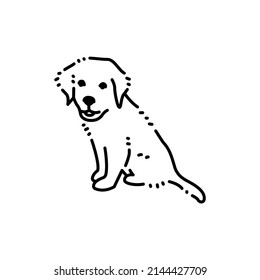 Sitting golden retriever puppy color line icon. Pictogram for web page, mobile app, promo.