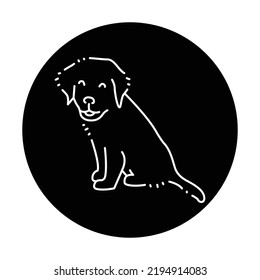 Sitting golden retriever puppy color line icon. Pictogram for web page, mobile app, promo.