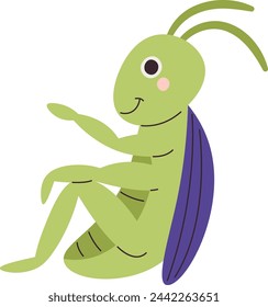 Sitting Grasshopper Insect Vector Illustration