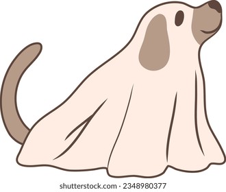 Ilustración de vectores de vestuario fantasma de perro de Halloween