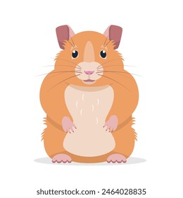Sitting Hamster front view. Happy home pet animal. Hamster icon. Vector illustration isolated on white background.