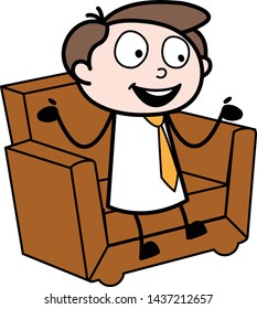 Sitting and Having Discussion - Office Businessman Employee Cartoon Vector Illustration