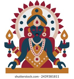 Sitting Hindu goddess Kali with four arms