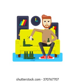 sitting at home on sofa without a job in Depression