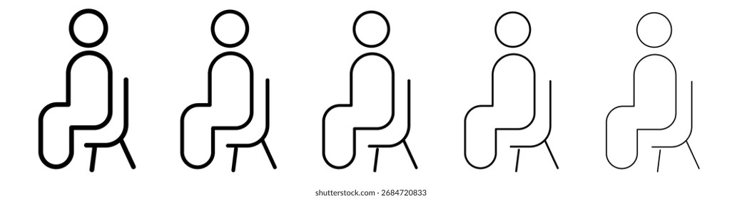 sitting icon flat illustration set logo