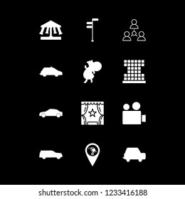 sitting icon set about pointer, car, conversation and luggage pin vector set