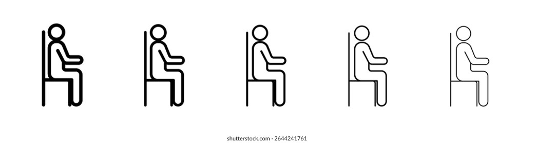 sitting icon thin outline logo mark set