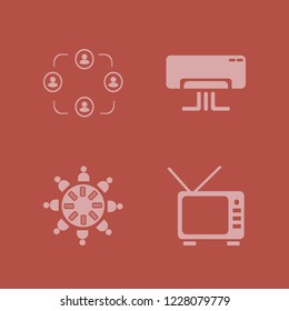 sitting icon. sitting vector icons set tv, work group at the table, people and air conditioner