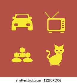 sitting icon. sitting vector icons set people, black cat, car and tv