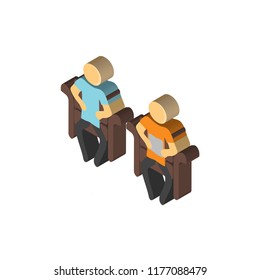 Sitting isometric left top view 3D icon