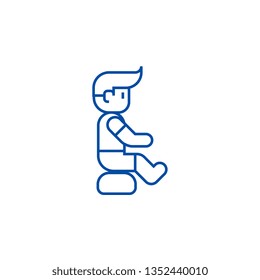 Sitting kid line icon concept. Sitting kid flat  vector symbol, sign, outline illustration.