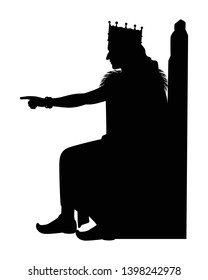 Sitting king silhouette vector on white