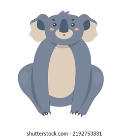 Sitting koala animal. Australian arboreal marsupial, tropical bear vector illustration