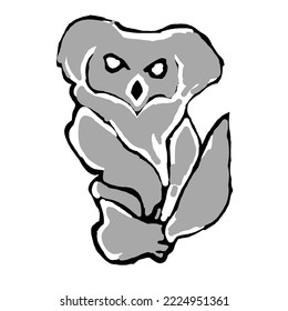 Koala-Bär auf schwarzem Hintergrund und Grau auf weißem Hintergrund