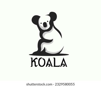 sitting koala looking side logo icon symbol design template illustration inspiration