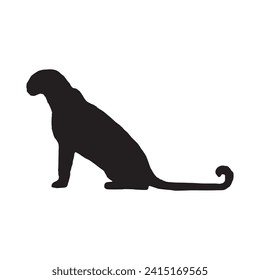 sitting Leopard silhouette isolated , tiger, Cheetah, Black Panther, Jaguar, (Big Cat Family) Silhouette for Logo or Graphic Design Element. Vector Illustration