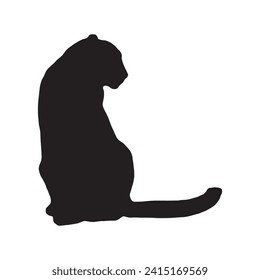 sitting Leopard silhouette isolated , tiger, Cheetah, Black Panther, Jaguar, (Big Cat Family) Silhouette for Logo or Graphic Design Element. Vector Illustration