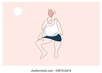 sitting line art, These portraits were created using a single hand-drawn line and simple color palette