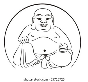 A Sitting line drawing of Buddha