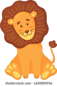 Sentado en león. Ilustración vectorial corta aislada en fondo blanco.