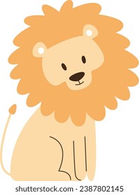 Sitting Lion Male Vector Illustration