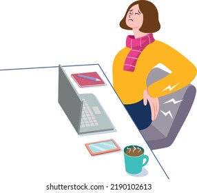 Sitting Long Time Back Pain Stock Vector (Royalty Free) 2190102613 ...