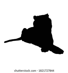 Sitting Malayan Tiger (Tigris Jacksoni) On a Front View Silhouette Found In Map Of Asian. Good To Use For Element Print Book, Animal Book and Animal Content