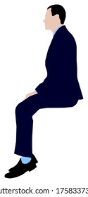 Sitting male business person flat vector illustration