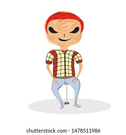 sitting male cartoon character, halloween cartoon character, scary and scary character, white background helloween character, horror comic , creepy t-shirt design - vector